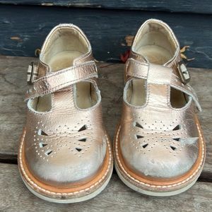 Old Soles London Rosie T-bar Rose gold leather shoes
